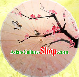 China Traditional Dance Handmade Umbrella Painting Wintersweet Oil-paper Umbrella Stage Performance Props Umbrellas