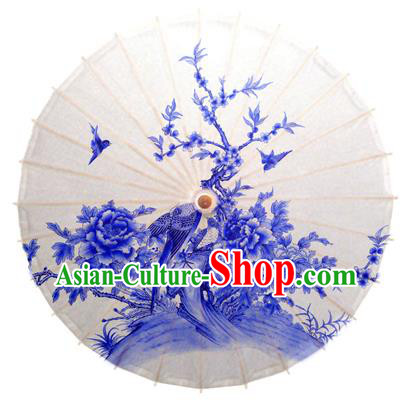 China Traditional Dance Handmade Umbrella Printing Peony Butterfly Oil-paper Umbrella Stage Performance Props Umbrellas