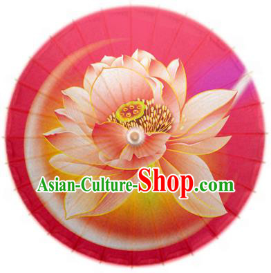 China Traditional Dance Handmade Umbrella Painting Lotus Red Oil-paper Umbrella Stage Performance Props Umbrellas