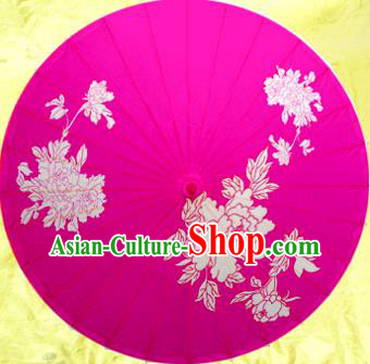 Handmade China Traditional Dance Painting Peony Rosy Umbrella Oil-paper Umbrella Stage Performance Props Umbrellas