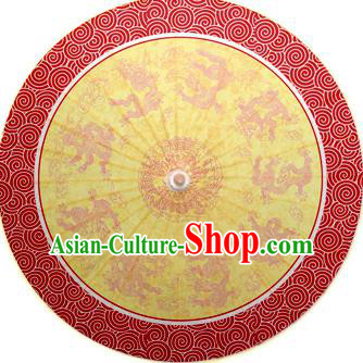 Handmade China Traditional Dance Painting Dragons Umbrella Oil-paper Umbrella Stage Performance Props Umbrellas