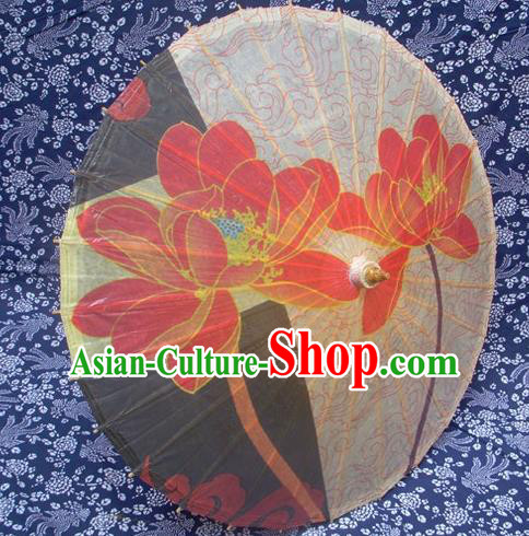 Handmade China Traditional Dance Ink Painting Lotus Umbrella Oil-paper Umbrella Stage Performance Props Umbrellas