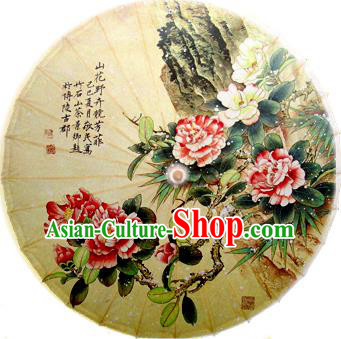 Handmade China Traditional Dance Ink Painting Peony Flowers Umbrella Oil-paper Umbrella Stage Performance Props Umbrellas