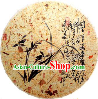 Handmade China Traditional Folk Dance Umbrella Painting Orchid Oil-paper Umbrella Stage Performance Props Umbrellas