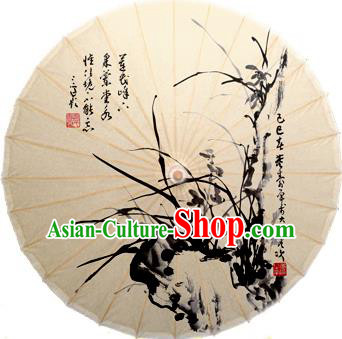 Handmade China Traditional Folk Dance Umbrella Painting Orchid Oil-paper Umbrella Stage Performance Props Umbrellas