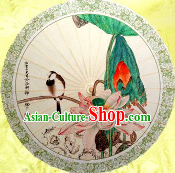 Handmade China Traditional Dance Umbrella Classical Printing Lotus Oil-paper Umbrella Stage Performance Props Umbrellas