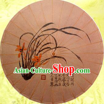 Handmade China Traditional Dance Umbrella Classical Painting Orchid Oil-paper Umbrella Stage Performance Props Umbrellas