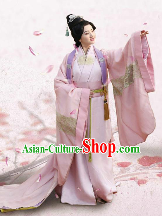 Traditional Chinese Ancient Han Dynasty Palace Lady Princess Embroidered Dress Costume for Women