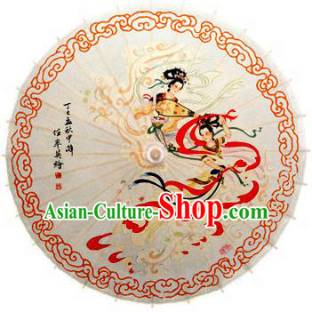 Handmade China Traditional Dance Wedding Umbrella Classical Painting Apsara Oil-paper Umbrella Stage Performance Props Umbrellas