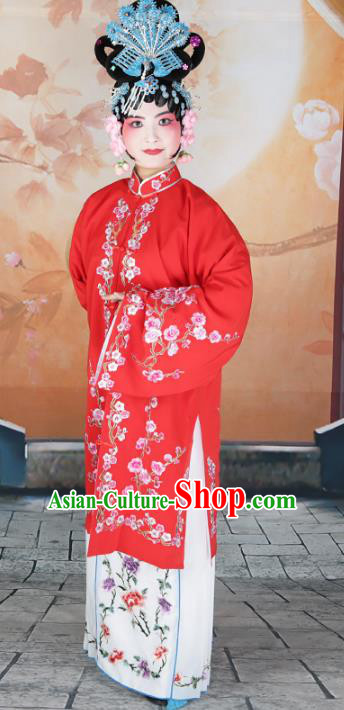 Chinese Beijing Opera Diva Princess Embroidered Red Costume, China Peking Opera Actress Embroidery Clothing