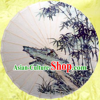 Handmade China Traditional Folk Dance Umbrella Painting Bamboo Stone Oil-paper Umbrella Stage Performance Props Umbrellas