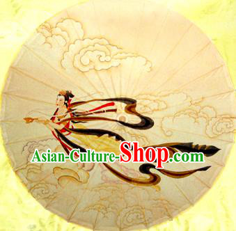 Handmade China Traditional Folk Dance Umbrella Painting Flying Apsara Oil-paper Umbrella Stage Performance Props Umbrellas