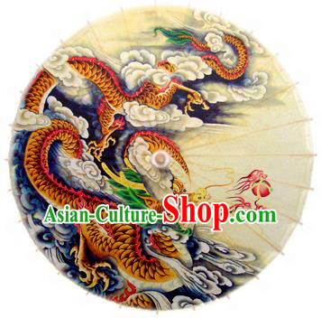 Handmade China Traditional Folk Dance Umbrella Painting Fire Dragon Oil-paper Umbrella Stage Performance Props Umbrellas
