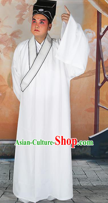 Chinese Beijing Opera Niche Costume White Robe, China Beijing Opera Scholar Clothing