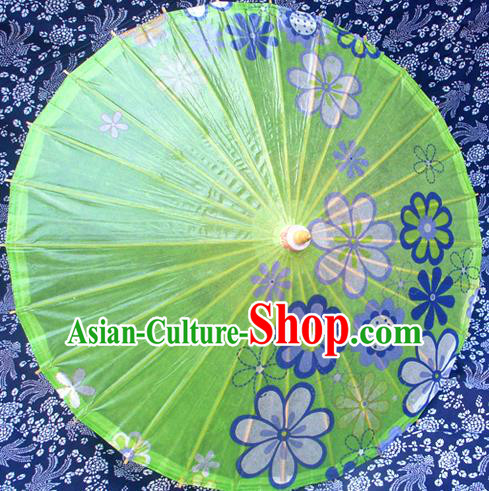 Handmade China Traditional Folk Dance Umbrella Painting Flowers Green Oil-paper Umbrella Stage Performance Props Umbrellas