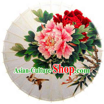 Handmade China Traditional Folk Dance Umbrella Stage Performance Props Umbrellas Painting Peony Oil-paper Umbrella