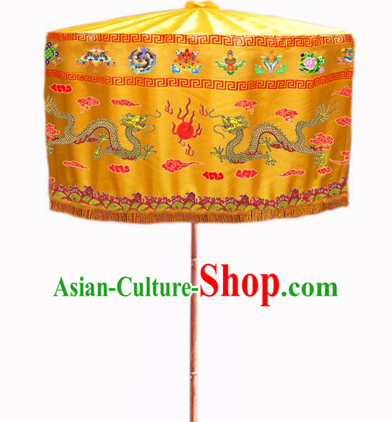 Asian China Handmade Ancient Emperor Umbrella Baldachin Embroidered Dragon Umbrellas