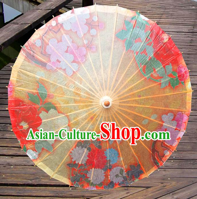 China Traditional Folk Dance Paper Umbrella Hand Painting Yellow Oil-paper Umbrella Stage Performance Props Umbrellas