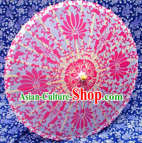 Handmade China Traditional Folk Dance Umbrella Printing Lotus Rosy Oil-paper Umbrella Stage Performance Props Umbrellas