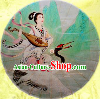 China Traditional Folk Dance Paper Umbrella Hand Painting Fairy Crane Oil-paper Umbrella Stage Performance Props Umbrellas