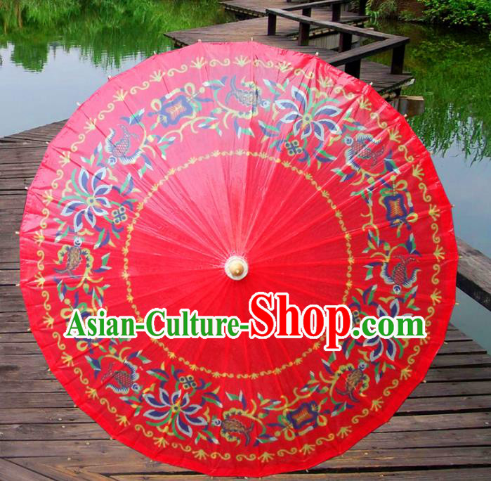 China Traditional Folk Dance Paper Umbrella Hand Painting Red Oil-paper Umbrella Stage Performance Props Umbrellas