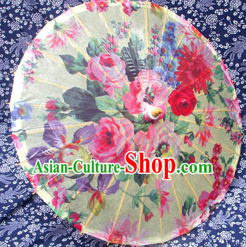 Handmade China Traditional Folk Dance Umbrella Stage Performance Props Umbrellas Printing Flowers Oil-paper Umbrella