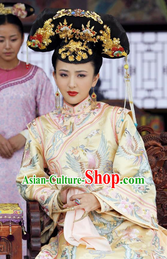 Traditional Chinese Ancient Qing Dynasty Imperial Concubine Delicate Embroidered Mandarin Robe Costume for Women