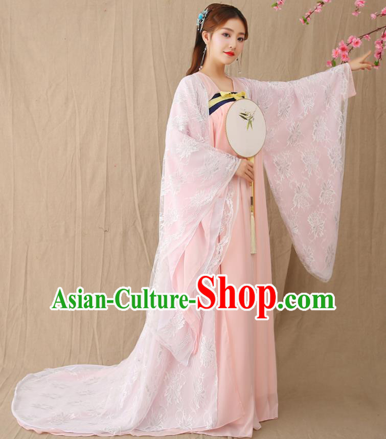 Traditional Chinese Tang Dynasty Imperial Concubine Costume, China Ancient Palace Fairy Hanfu Lace Dress Clothing for Women