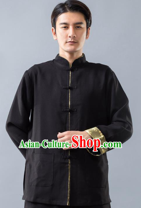 Top Grade Chinese Kung Fu Costume, China Martial Arts Training Black Uniform Gongfu Shaolin Wushu Clothing for Men