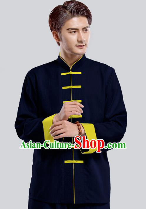 Top Grade Chinese Kung Fu Costume Tai Ji Training Blue Uniform, China Martial Arts Tang Suit Gongfu Clothing for Men