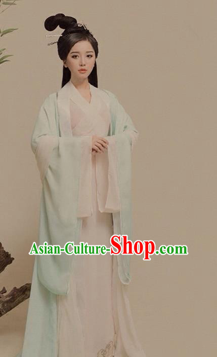 Asian Chinese Ancient Fairy Costume Traditional Han Dynasty Palace Princess Clothing and Headpiece Complete Set