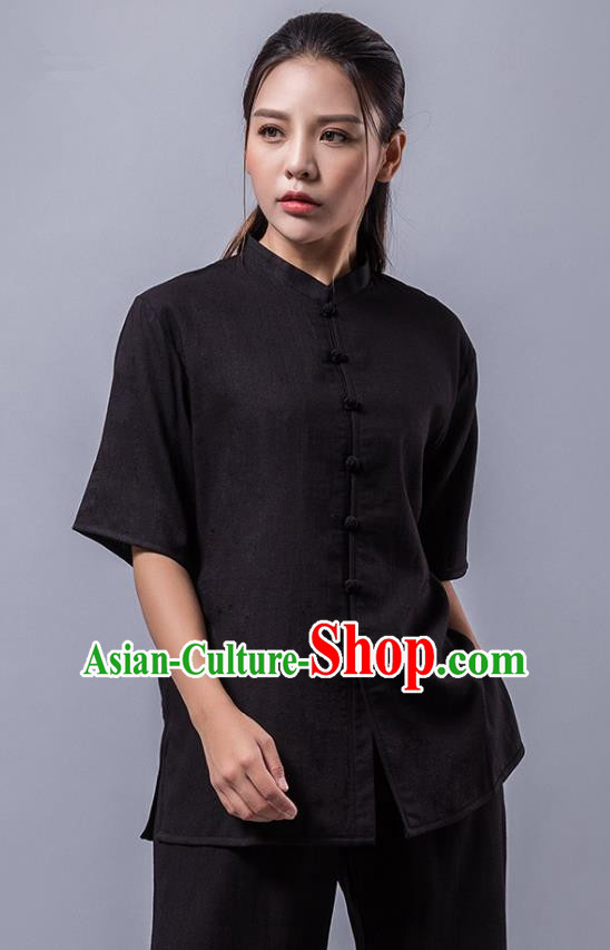 Top Grade Chinese Kung Fu Costume Martial Arts Black Uniform, China Tai Ji Wushu Clothing for Women