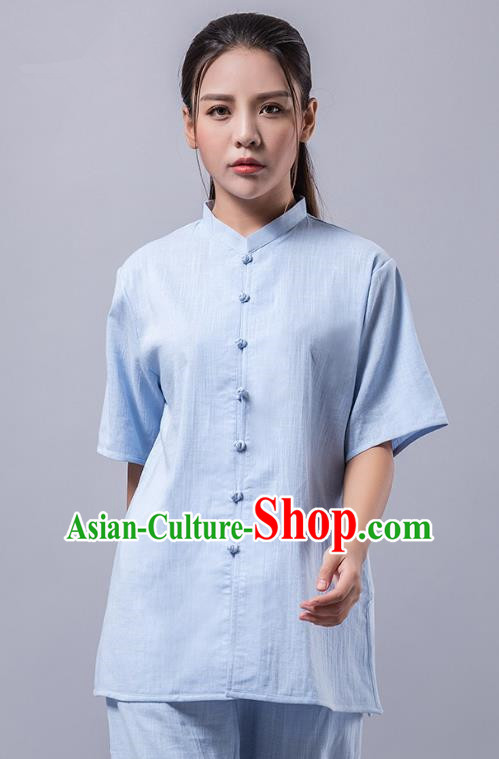 Top Grade Chinese Kung Fu Costume Martial Arts Blue Uniform, China Tai Ji Wushu Clothing for Women
