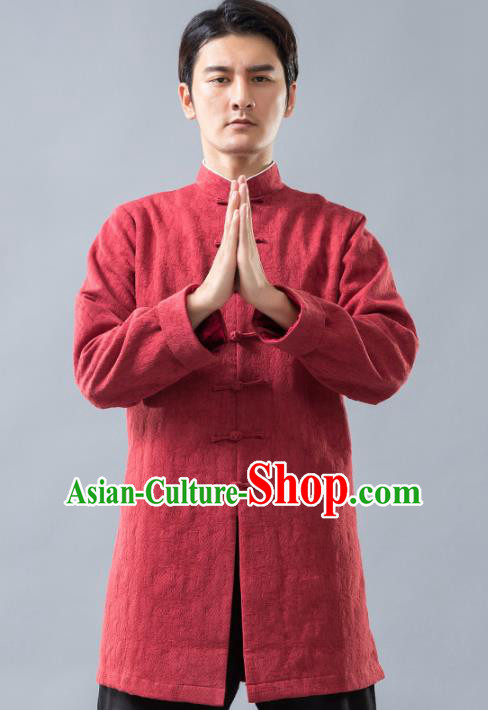 Top Grade Chinese Kung Fu Costume Tai Ji Training Uniform, China Martial Arts Red Tang Suit Gongfu Clothing for Men