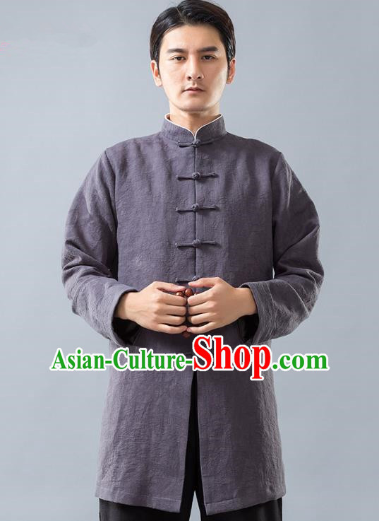 Top Grade Chinese Kung Fu Costume Tai Ji Training Uniform, China Martial Arts Grey Tang Suit Gongfu Clothing for Men