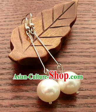 Traditional Handmade Chinese Ancient Princess Accessories Classical Pearls Earrings for Women