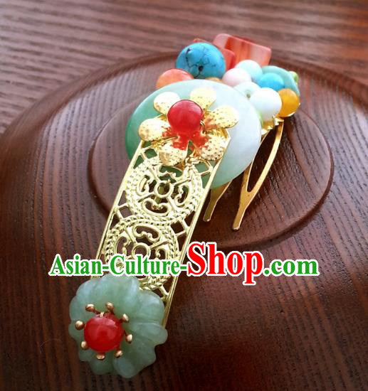 Traditional Handmade Chinese Ancient Classical Hair Accessories Hairpins Jade Hair Comb for Women