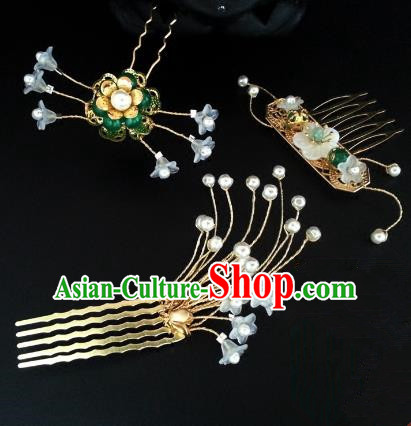 Traditional Handmade Chinese Ancient Classical Hair Accessories Hairpins Golden Hair Comb for Women