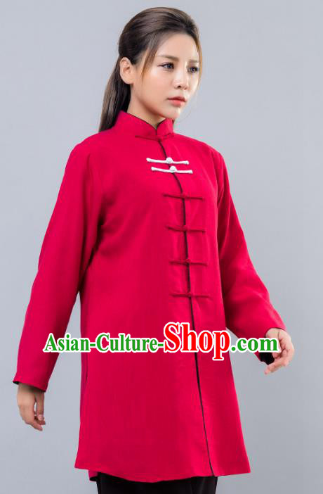 Top Grade Chinese Kung Fu Costume Martial Arts Red Uniform, China Tai Ji Wushu Clothing for Women