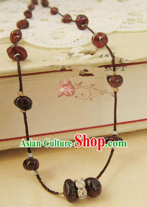 Traditional Handmade Chinese Ancient Classical Accessories Garnet Necklace for Women