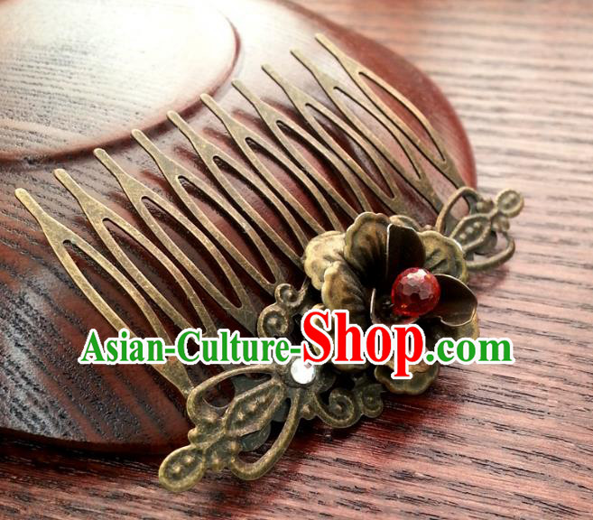 Traditional Handmade Chinese Ancient Classical Wedding Hair Accessories Hairpins Bronze Hair Comb for Women