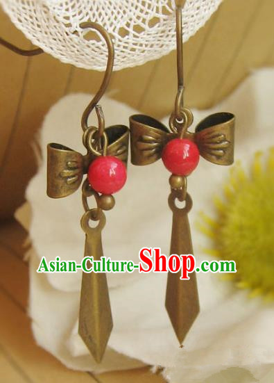 Traditional Handmade Chinese Ancient Princess Hanfu Bowknot Eardrop Classical Earrings for Women