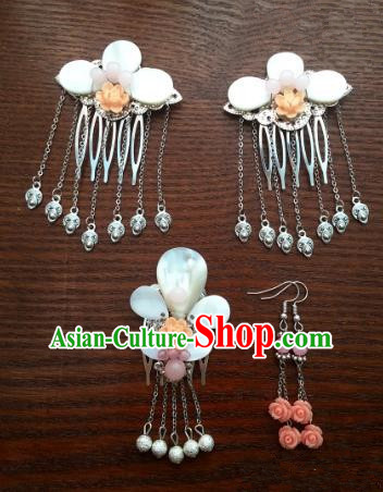 Traditional Handmade Chinese Ancient Classical Hair Accessories Shell Hairpins Hair Combs for Women