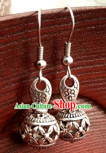 Traditional Chinese Handmade Sliver Eardrop Ancient Palace Lady Princess Hanfu Classical Earrings for Women