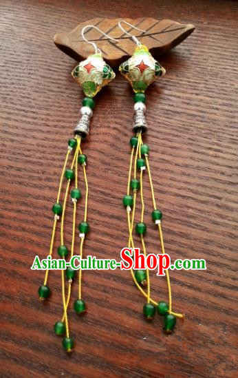 Traditional Chinese Handmade Cloisonn Eardrop Ancient Palace Lady Princess Hanfu Classical Earrings for Women