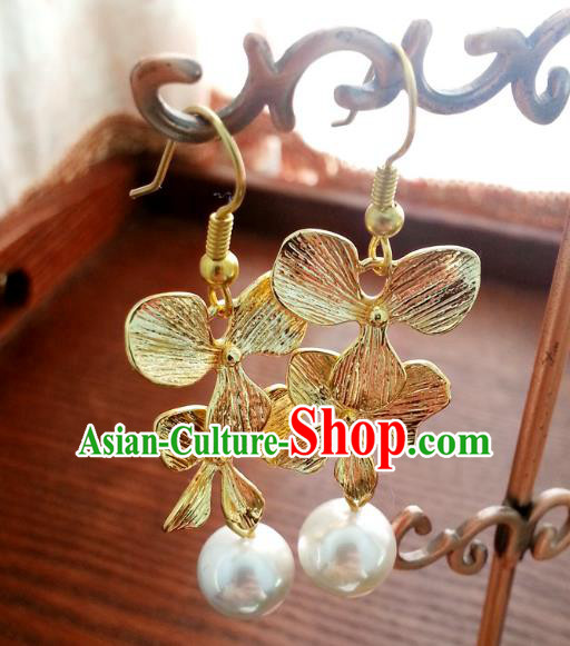 Traditional Chinese Handmade Classical Bowknot Eardrop Ancient Palace Queen Hanfu Earrings for Women