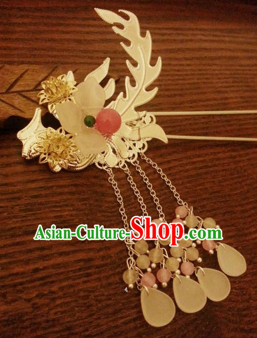 Handmade Traditional Chinese Classical Phoenix Hair Accessories Ancient Hanfu Tassel Hairpins Hair Fascinators for Women