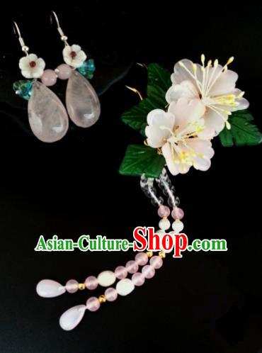 Handmade Traditional Chinese Classical Hair Accessories Ancient Tassel Hairpins and Earrings for Women