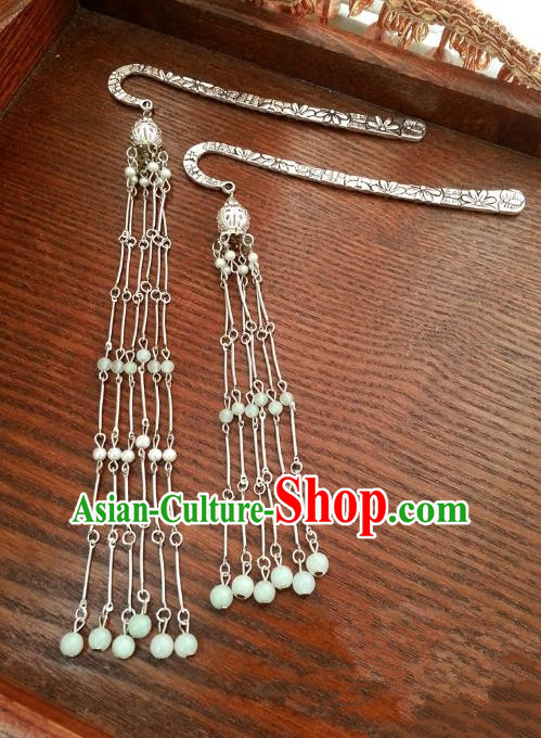 Traditional Handmade Chinese Classical Hair Accessories Ancient Bride Tassel Step Shake Hairpins for Women