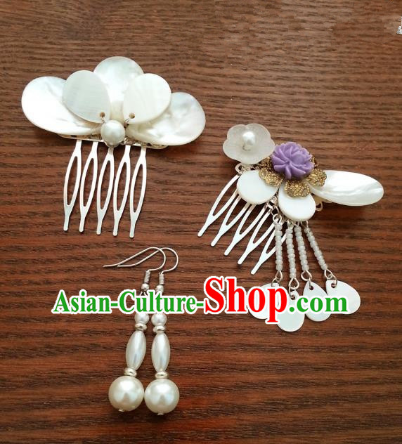 Traditional Handmade Chinese Classical Hair Accessories Ancient Princess Hairpins Hair Comb and Earrings for Women